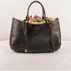 Sac Fendi B Fab en cuir Ferrari noir perforé, grand modèle, avec poignée supérieure