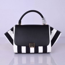 Sac Céline trapèze moyen à rayures noires et blanches