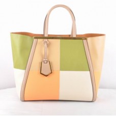 Sac Fendi 2Jours multicolore jaune Ferrari en cuir