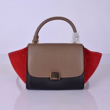 Sac trapèze Céline petit modèle en cuir kaki noir rouge Sac trapèze Céline petit modèle en cuir kaki noir rouge