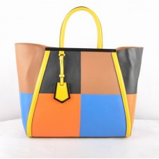 Sac Fendi 2Jours multicolore en cuir noir Ferrari