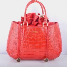 Sac Fendi B Fab grand modèle à poignée supérieure en cuir rouge à veines de crocodile