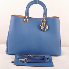 Sac Dior Diorissimo Jumbo en cuir bleu original (fermoir doré) 602