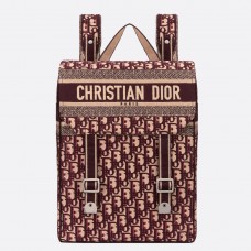 Sac à dos Dior en toile brodée oblique bordeaux