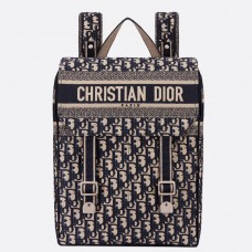Sac à dos Dior en toile brodée oblique bleue