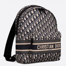 Sac à dos Dior Diortravel en toile technique bleue oblique