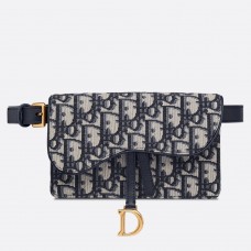 Sac banane Dior Blue Oblique Saddle