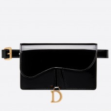 Sac banane Dior Saddle en cuir verni noir