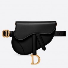 Sac banane Dior Saddle en cuir de veau lisse noir