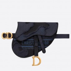 Sac banane Dior Saddle Pouch en toile camouflage bleue