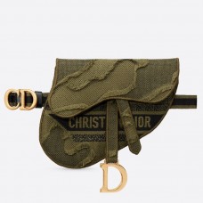 Sac banane Dior Saddle Pouch en toile camouflage verte