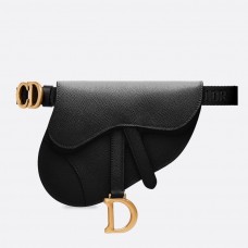 Sac banane Dior Saddle en cuir de veau grainé noir