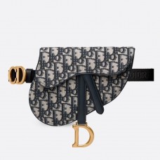 Sac banane Dior Saddle en toile bleue oblique