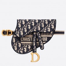 Sac banane Dior Saddle Pouch en toile bleue oblique