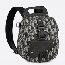 Sac à dos Dior Mini Saddle en jacquard oblique bleu
