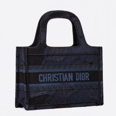 Sac cabas Dior Mini Book en toile camouflage bleue