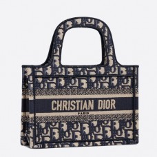 Sac cabas Dior Mini Book en toile bleue oblique