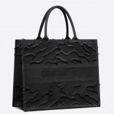 Sac cabas Dior Book en toile brodée camouflage noire