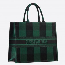 Sac cabas Dior Book en toile brodée à carreaux verts et noirs