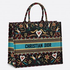 Sac cabas Dior Fleurs et Cœurs en toile multicolore