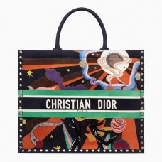 Sac cabas Dior Book Tote multicolore Air Element peint à la main