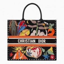 Sac cabas Dior Book Tote multicolore motif Terre peint à la main