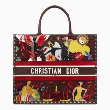 Sac cabas Dior Book Tote multicolore à motif feu peint à la main