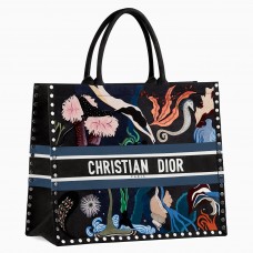 Sac cabas Dior Book Tote multicolore à motif aquatique peint à la main