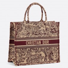 Sac fourre-tout en toile de Jouy bordeaux Book Tote de Dior