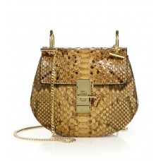 Sac bandoulière Chloe Drew Mini Python couleur miel Sac bandoulière Chloe Drew Mini Python couleur miel