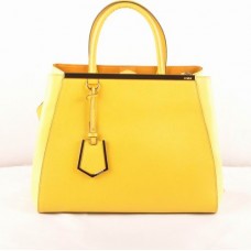 Sac moyen Fendi 2jours en cuir à veines croisées jaunes/Ferrari