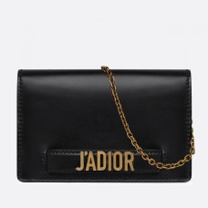 Pochette portefeuille Dior J'Adior noire avec chaîne