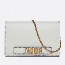 Pochette portefeuille Dior J'Adior blanche avec chaîne