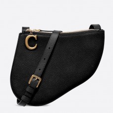 Pochette Dior Saddle Trio avec bandoulière en cuir de veau noir