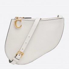 Pochette Dior Saddle Trio avec bandoulière en cuir de veau blanc