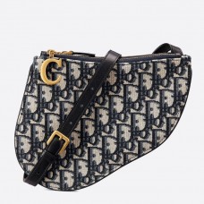 Pochette Dior Saddle Trio avec bandoulière en toile bleue oblique