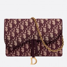 Pochette Dior Bordeaux Oblique à chaîne de selle
