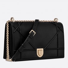 Sac à rabat Dior Diorama en cuir de veau grainé noir
