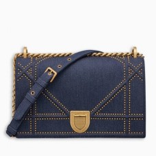 Sac à rabat Dior Diorama en denim et clouté