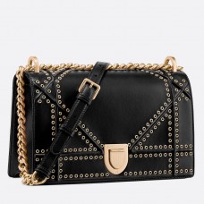 Sac Dior Diorama en agneau noir à œillets
