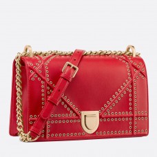 Sac Dior Diorama en agneau rouge à œillets