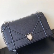 Sac à rabat Dior Diorama en cuir de veau grainé noir