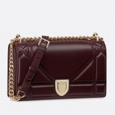 Sac Dior Bordeaux Diorama en cuir d'agneau à grand motif Cannage