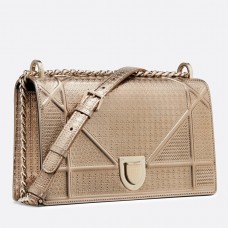 Sac Dior Diorama en veau métallisé champagne