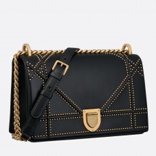 Sac Dior Diorama en agneau noir clouté