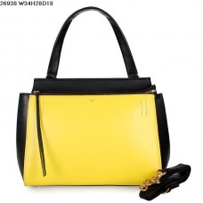 Sac Celine EDGE en cuir de veau jaune citron/noir 26938