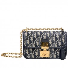 Sac à rabat Dior Dioraddict en toile bleue oblique