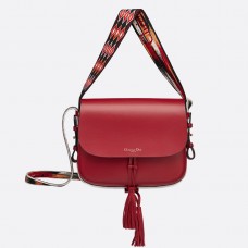 Sac à rabat Dior Diorodeo en cuir de veau rouge