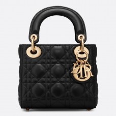 Sac Lady Dior Mini en agneau noir avec chaîne