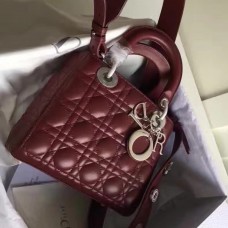 Sac Dior My Lady Dior en agneau bordeaux